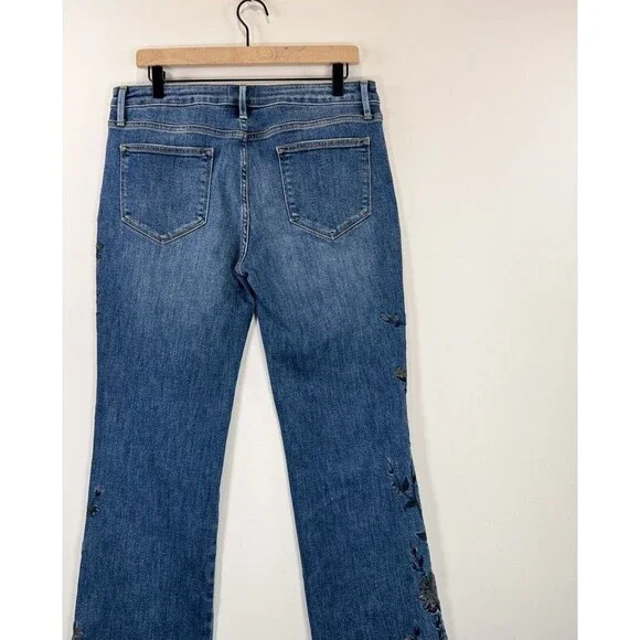 NWT Driftwood Womens Jeans Blue Kelly Bootcut Floral Embroidered Boho Size 31 - Picture 7 of 9